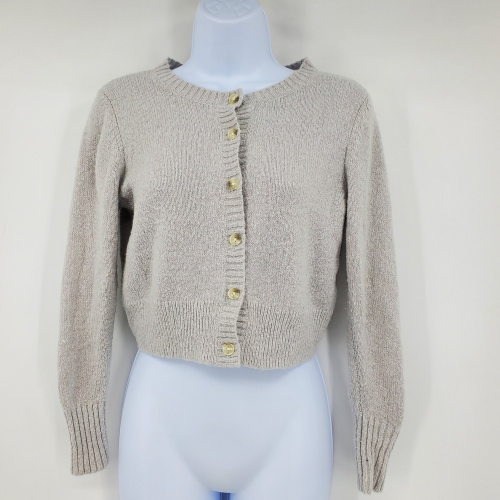 Abercrombie & Fitch Y2K Gray Cropped Button Front Cardigan Sweater M Preppy Fall